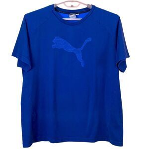 Mens Puma Blue Logo Graphic Blue T-Shirt Size XXL